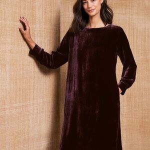 Eileen Fisher Deep Plum Velvet Midi Dress